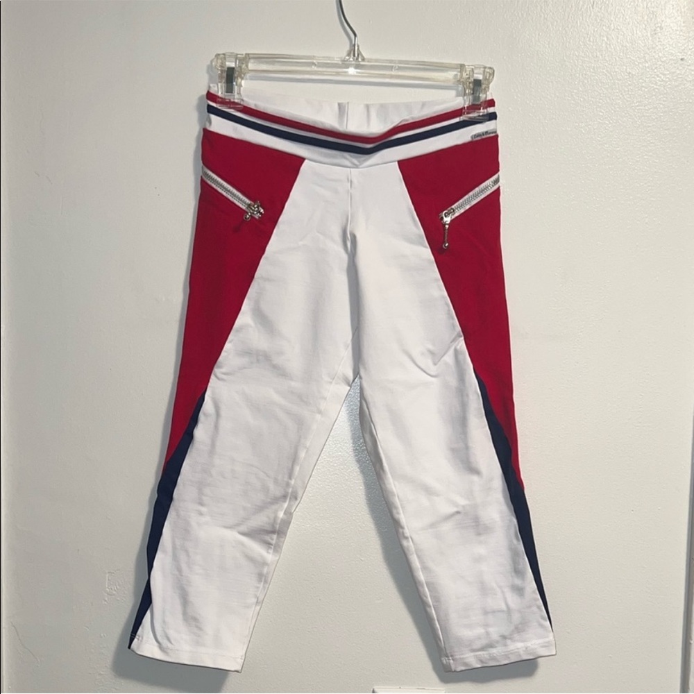 Loire and Morena red white and blue Capri leggings